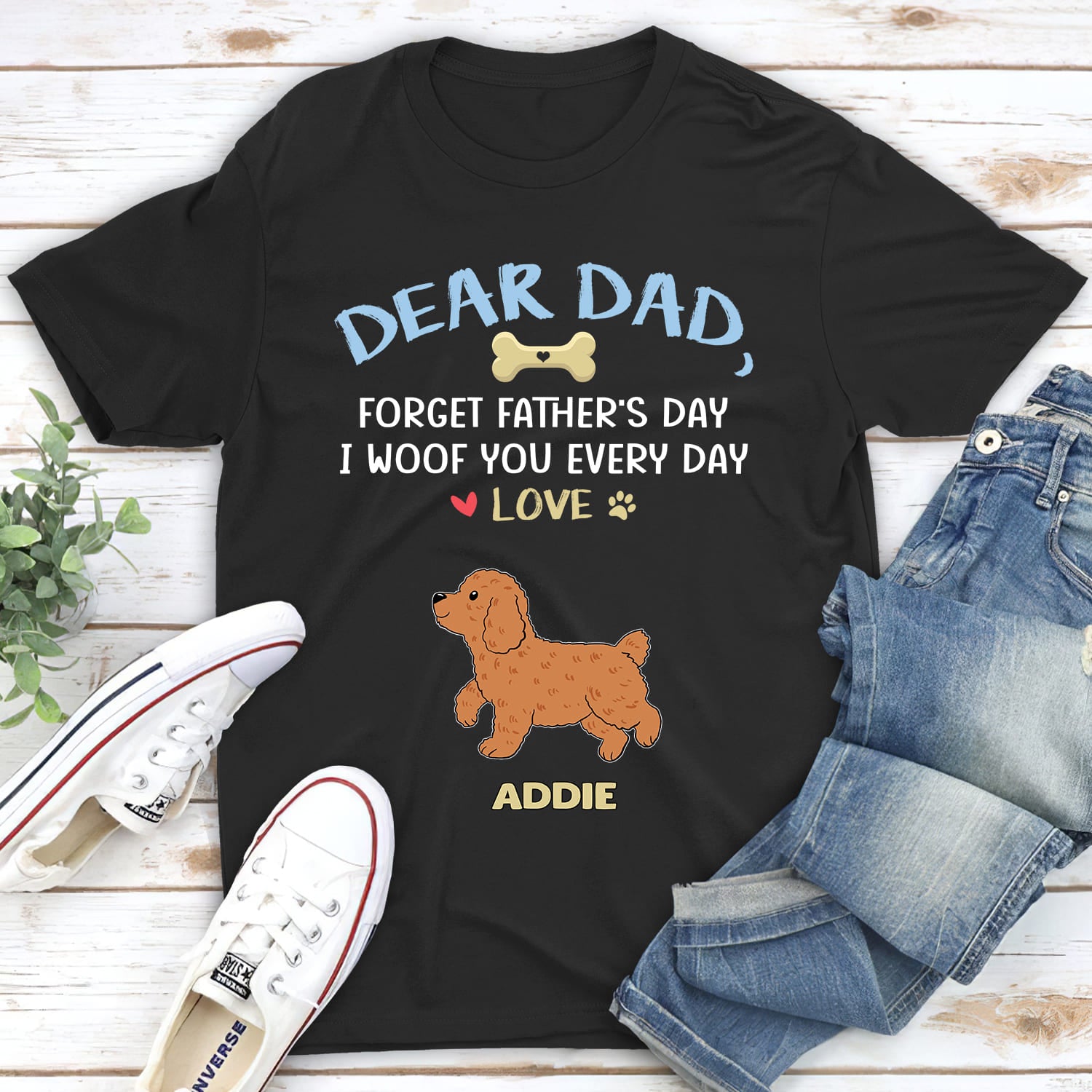 We Woof You, Dad - Personalized Custom Unisex 5.3 oz T-shirt for Pet Lovers