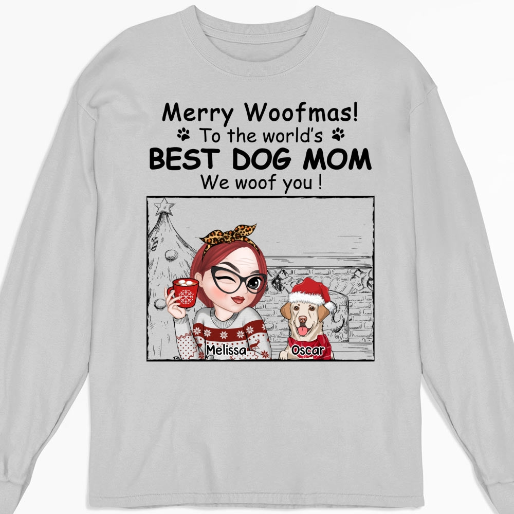 Best Dog Mom Christmas - Personalized Custom Long Sleeve T-shirt for Pet Lovers