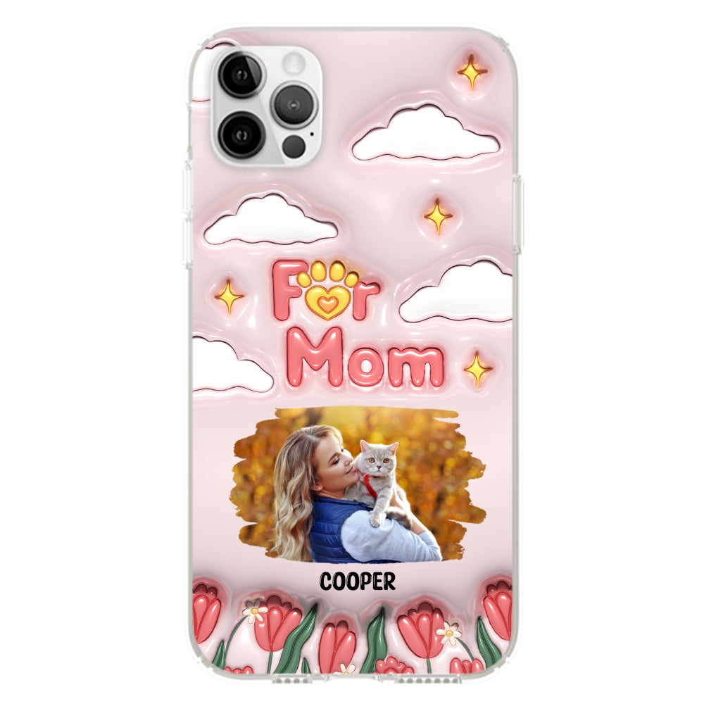Personalized Custom 3D Inflated Effect 'I Love My Fur Mom' Photo Phone Case - Stylish and Protective