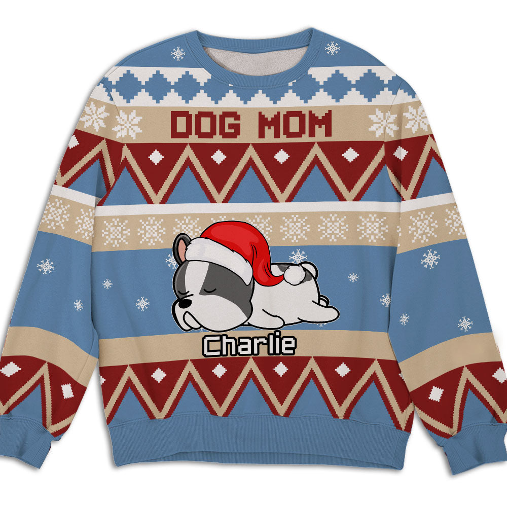 Dog Mom Merry Christmas Personalized Custom All-Over-Print Unisex 8.8 oz Polyester Blend Sweatshirt
