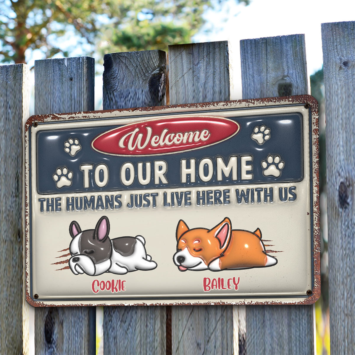 Just Live Here - Premium Personalized Custom 3D Inflated Effect Metal Sign for Home and Office Decor