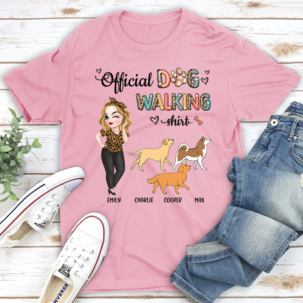 Personalized Custom Unisex Dog Walking Cotton T-shirt - Ideal Gift for Pet Lovers