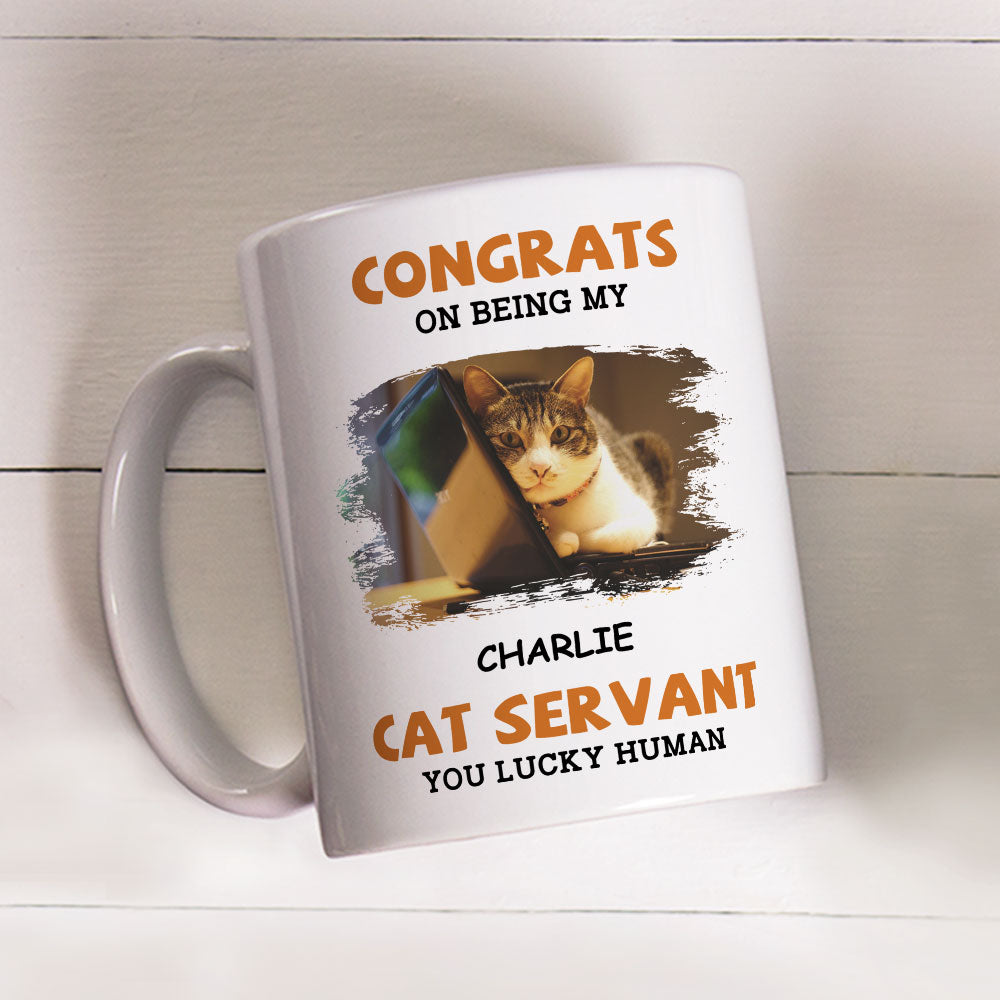 Exclusive Congrats Cat Servant Personalized Custom Coffee Mug for Pet Lovers
