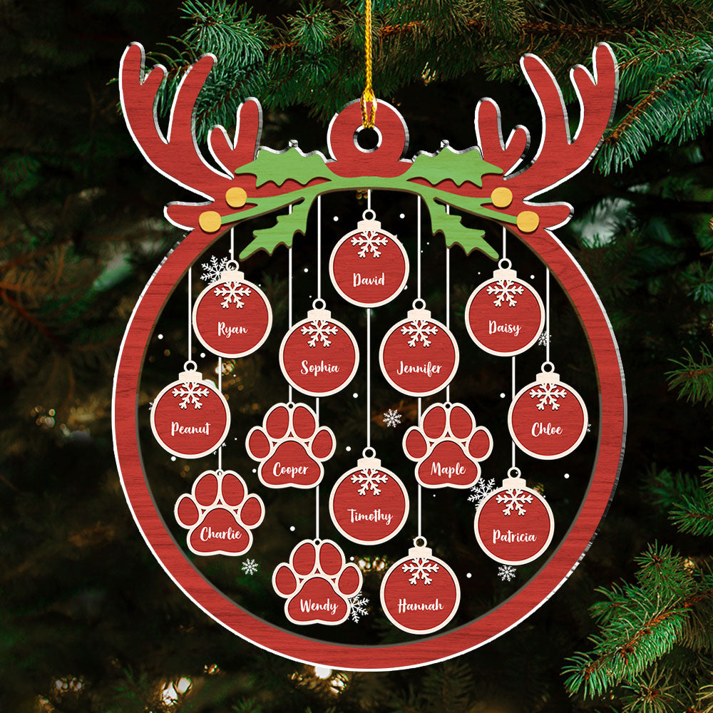 Red Paw Charm 2 - Exquisite Personalized Custom Acrylic Christmas Ornament