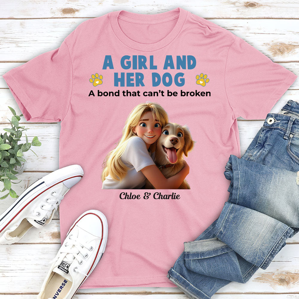 Unique Personalized Custom Unisex 'Girl And Her Pups' T-shirt for Pet Lovers