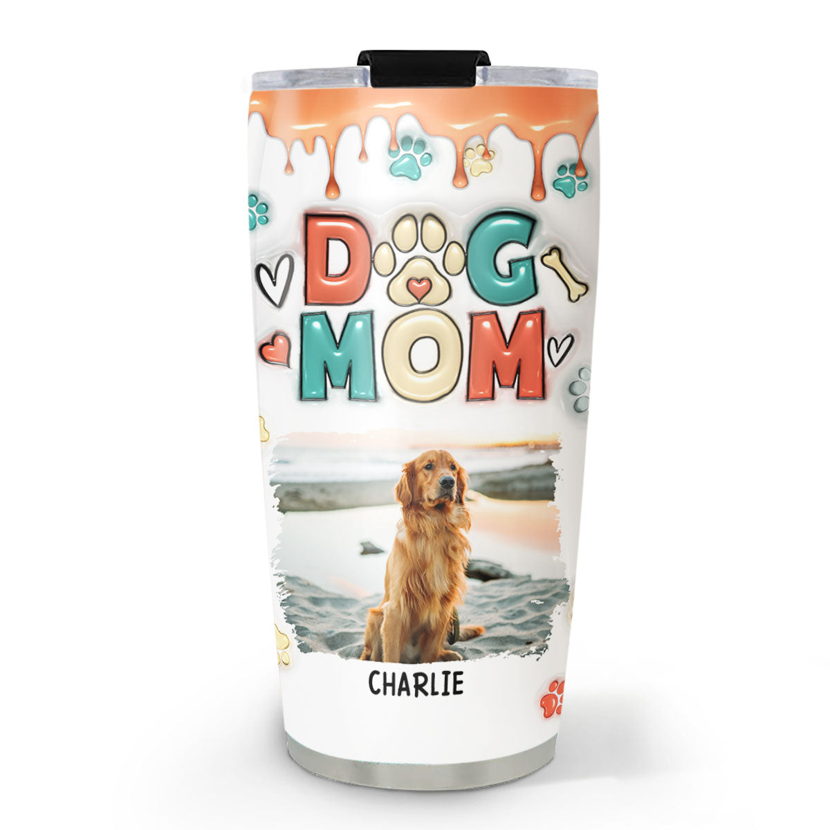 Adorable Custom 3D Inflated Effect Personalized Tumbler for Dog Moms