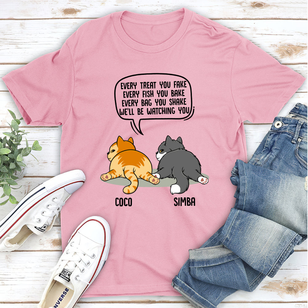 Unique Watching You Cat Butt Personalized Custom Unisex T-shirt for Pet Lovers