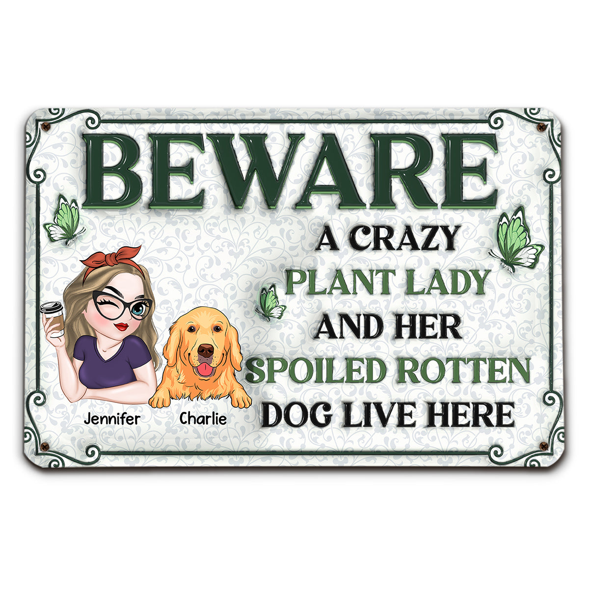 Unique Personalized Custom 3D Inflated Effect Metal Sign for Crazy Plant Ladies