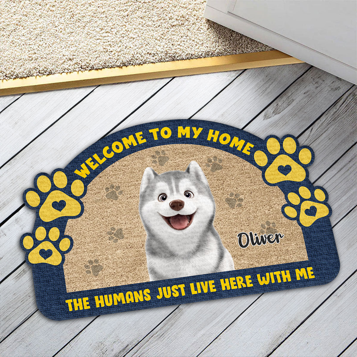 Dear Human We Rule The House - Personalized Custom Doormat with Your Pet's Picture in Multiple Sizes