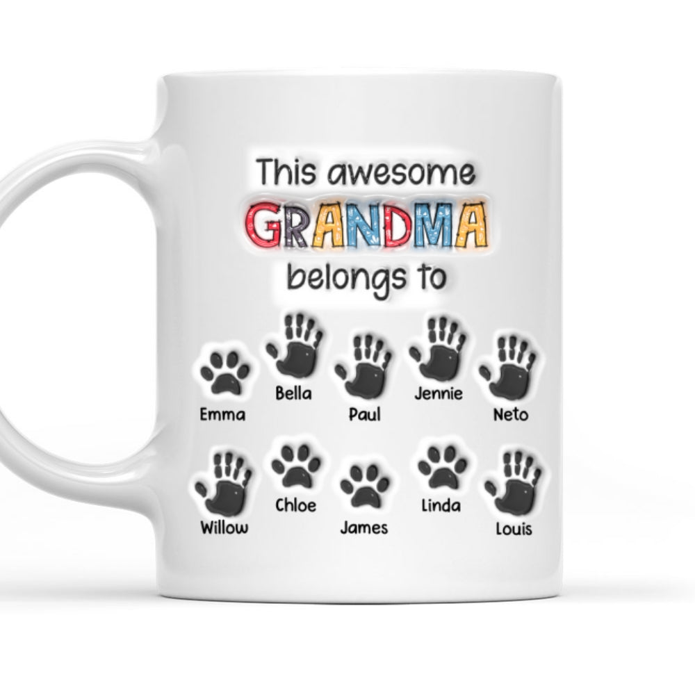 This Awesome Nana Belongs to Us - Personalized Custom 3D Inflated Effect 11oz/15oz Ceramic Mug