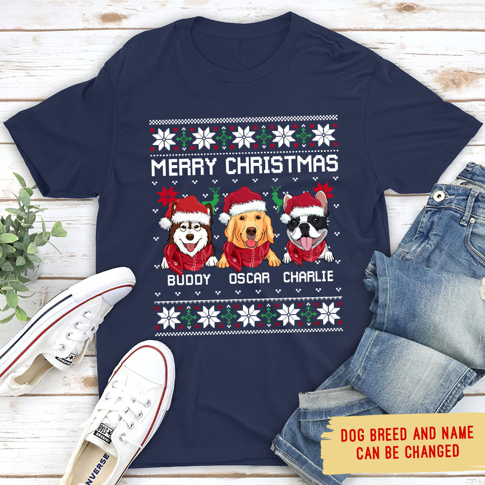 Merry Christmas - Personalized Custom Unisex 5.3 oz T-shirt for Pet Lovers