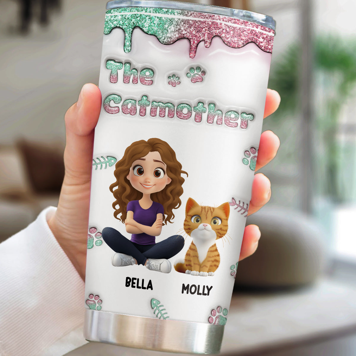 The Catmother Ver 2 - Unique Personalized Custom 3D Inflated Effect 20oz Stainless Steel Tumbler
