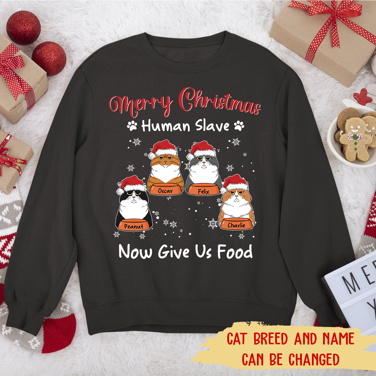 Merry Christmas Personalized Custom Unisex 8.0 oz Human Slave Sweatshirt for Pet Lovers