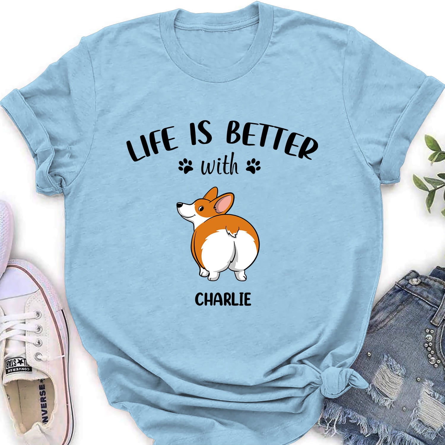 Life Is Better With Dog Butt - Stylish Personalized Custom Women's T-shirt for Pet Lovers