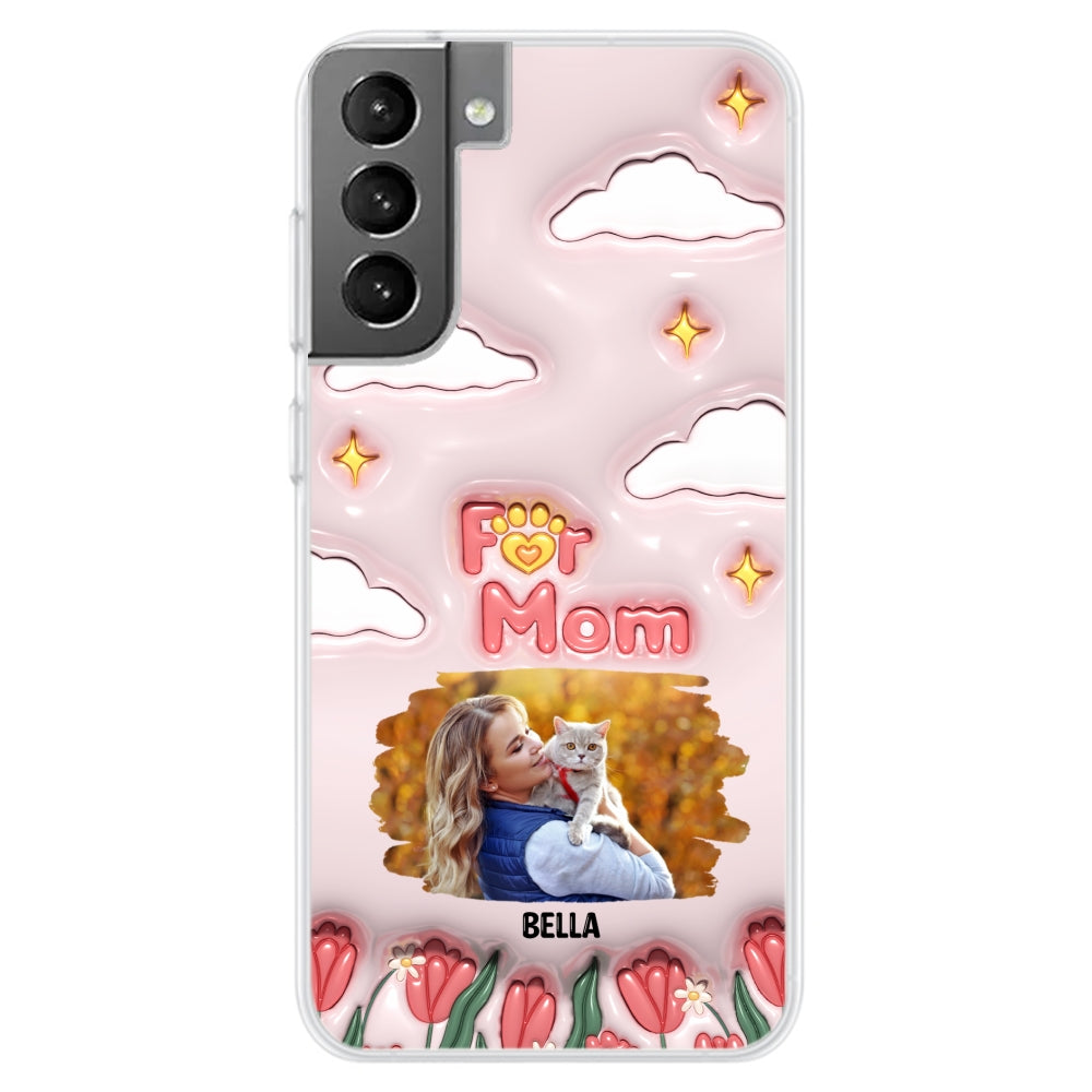 Personalized Custom 3D Inflated Effect 'I Love My Fur Mom' Photo Phone Case - Stylish and Protective