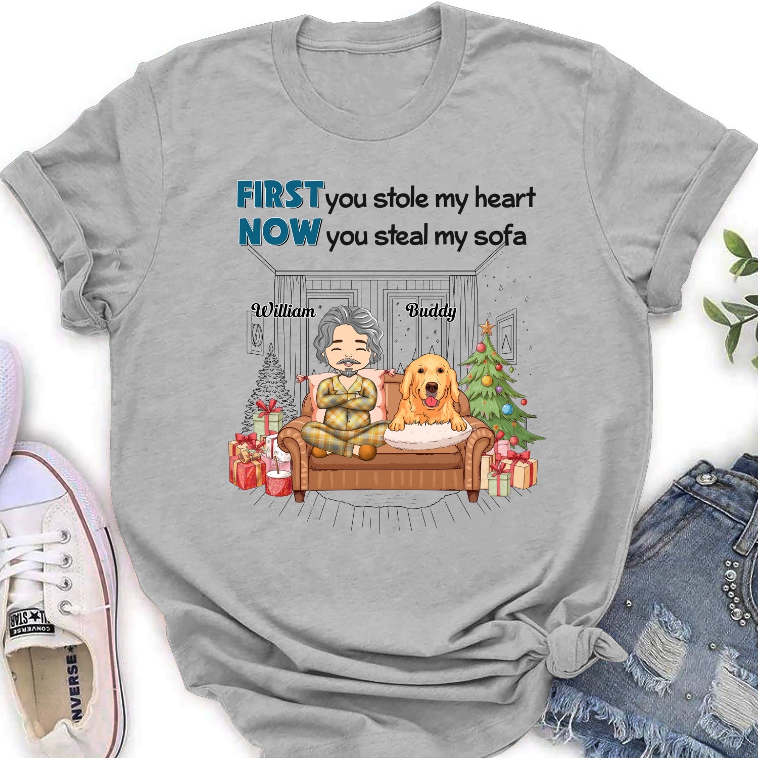 Stealing My Sofa - Stylish Personalized Custom Women's T-shirt for Pet Lovers
