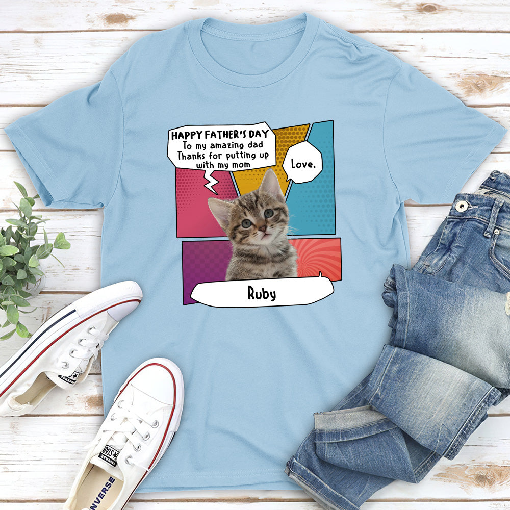 Amazing Cat Dad - Personalized Custom Unisex Heavy Cotton T-shirt for Pet Lovers