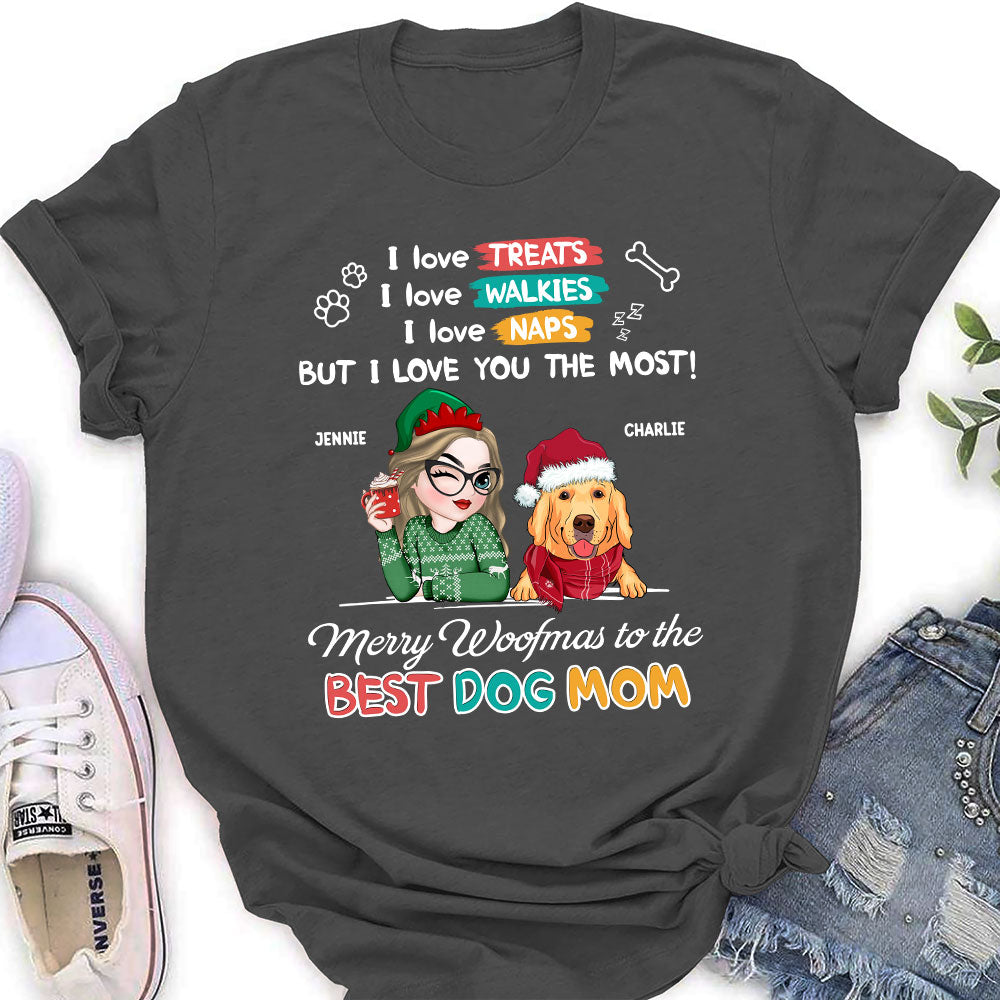 Merry Woofmas To Dad Mom - Exclusive Personalized Custom Women's T-shirt for Pet Lovers