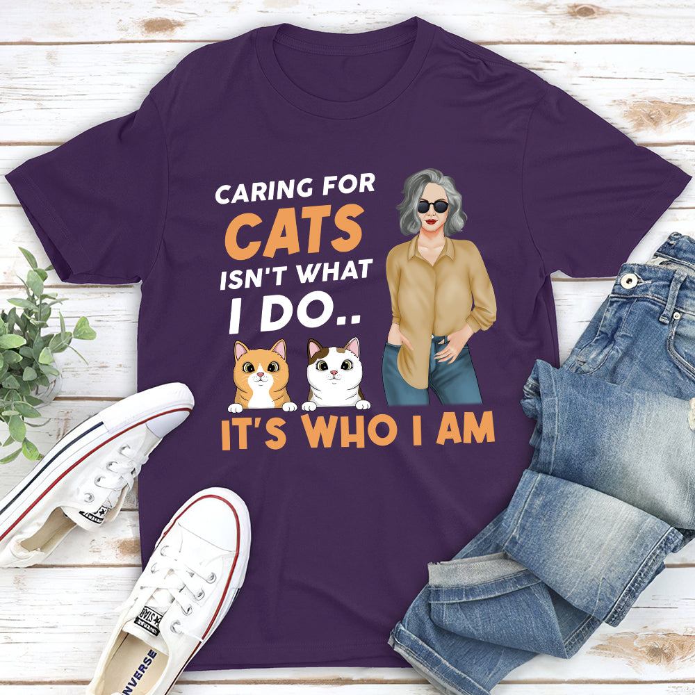 Caring For Cats 2 - Personalized Custom Unisex 5.3 oz T-shirt for Pet Lovers