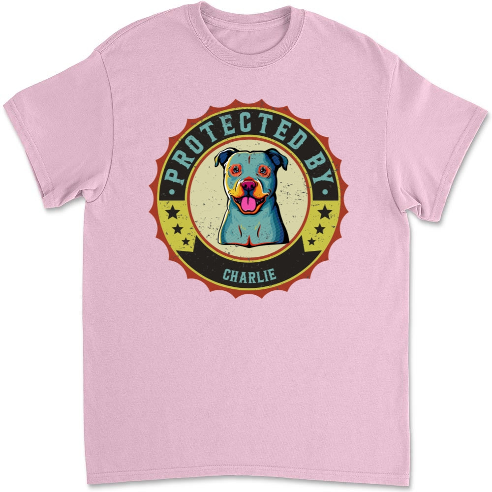 Protected By Dogs Ver 2 - Personalized Custom Unisex 5.3 oz T-Shirt for Pet Lovers