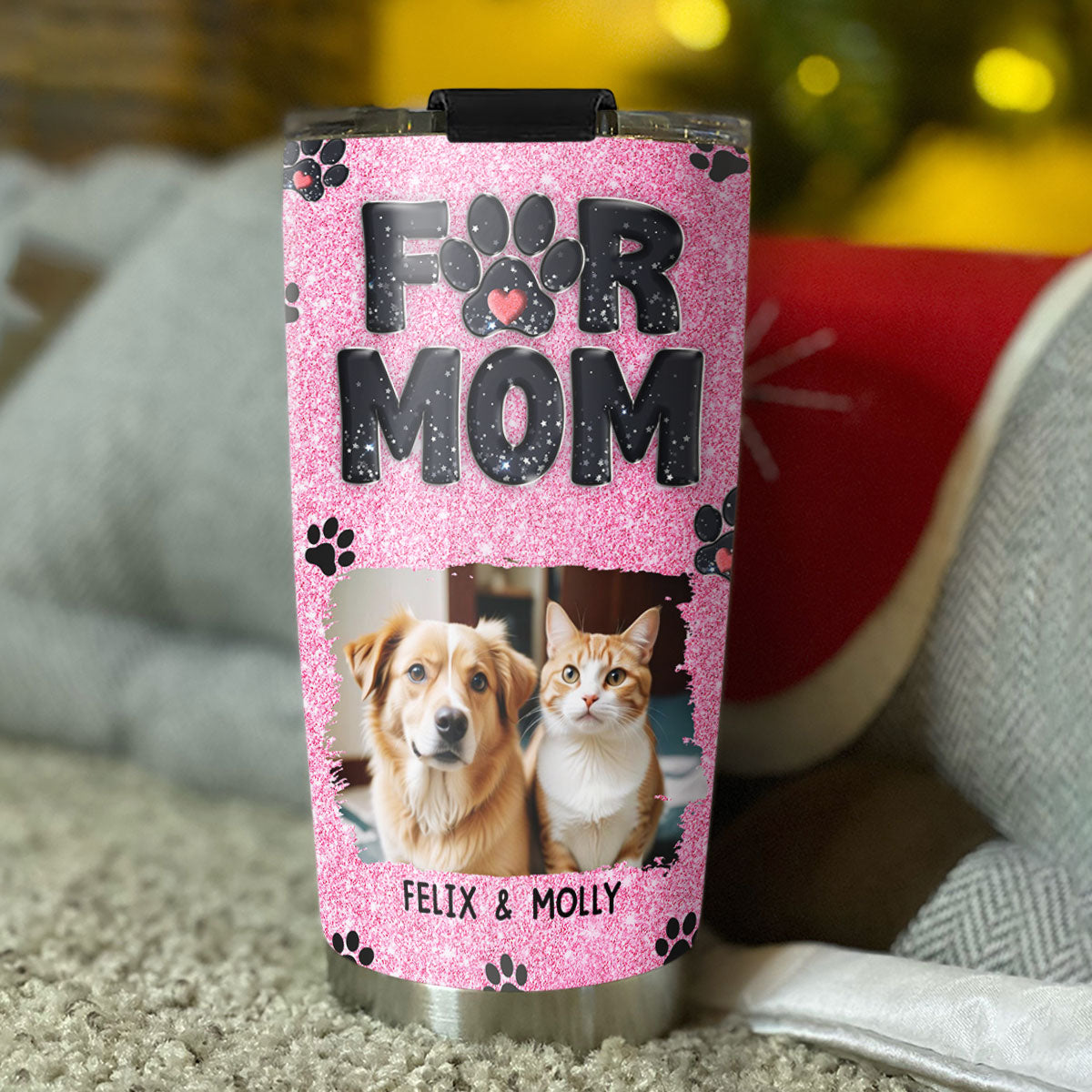 Exquisite Personalized Lovely Fur Mom Blink Photo Custom Tumbler