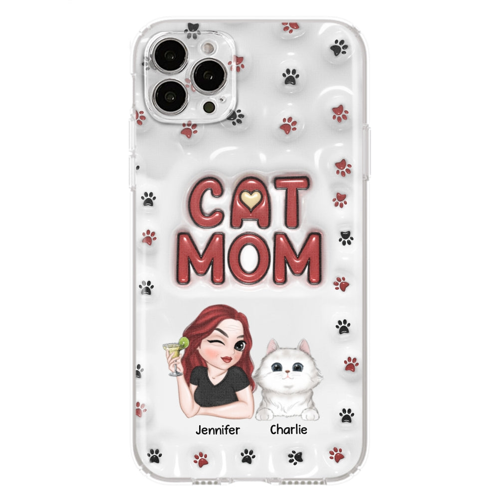 Adorable Cat Mom Personalized 3D Inflated Effect Custom Phone Case for Smartphones