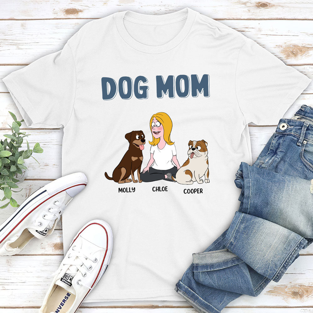 Unique Dog Mom Cartoon - Personalized Custom Unisex 5.3 oz T-shirt for Pet Lovers