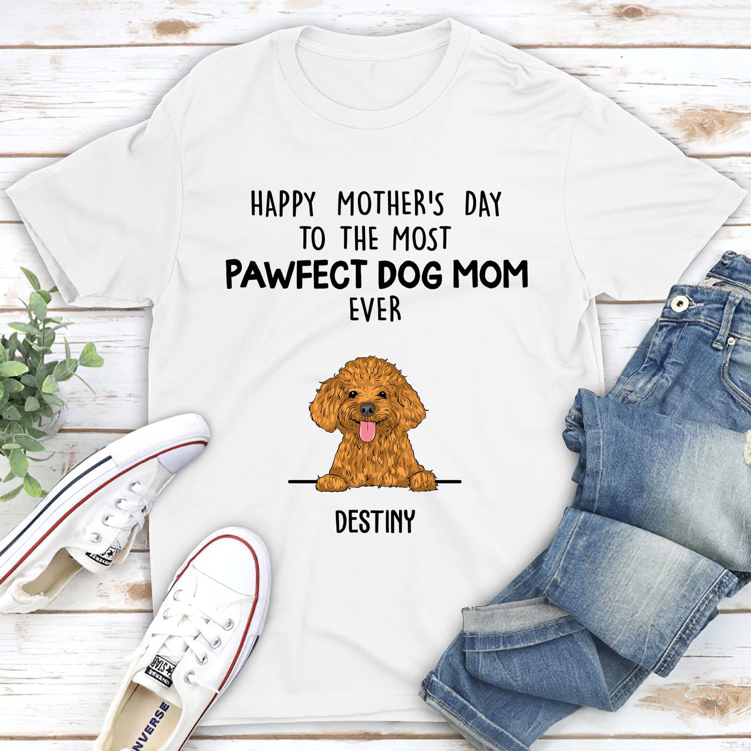 Pawfect Dog Mom - Customizable Personalized Unisex 5.3 oz T-shirt for Pet Lovers