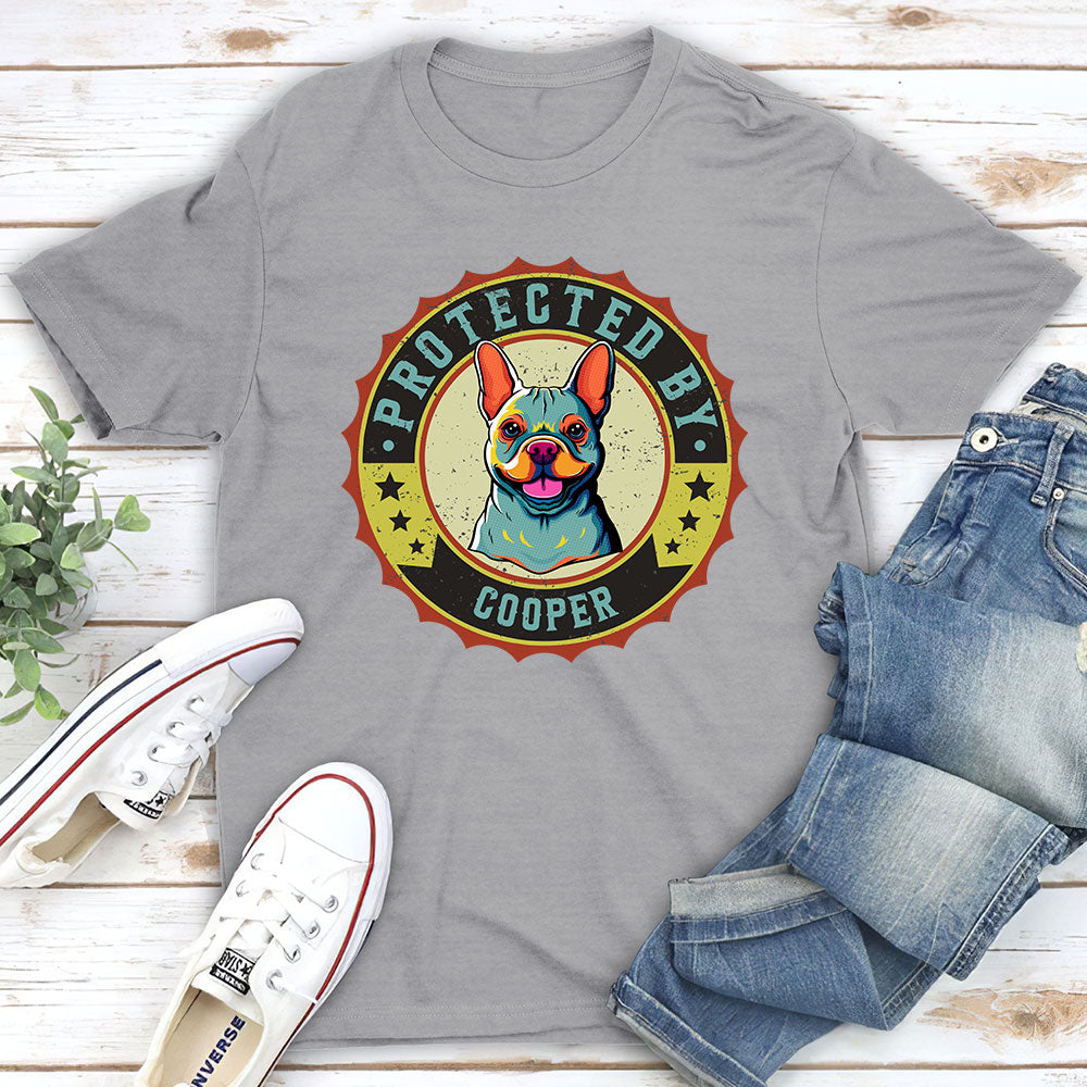 Protected By Dogs Ver 2 - Personalized Custom Unisex 5.3 oz T-Shirt for Pet Lovers