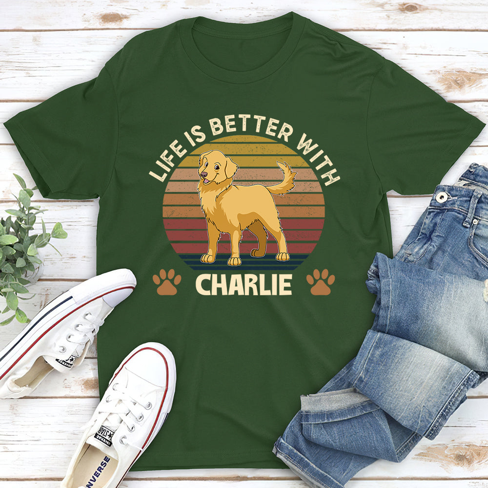 Better Life Retro - Personalized Custom Unisex 5.3 oz T-shirt for Pet Lovers
