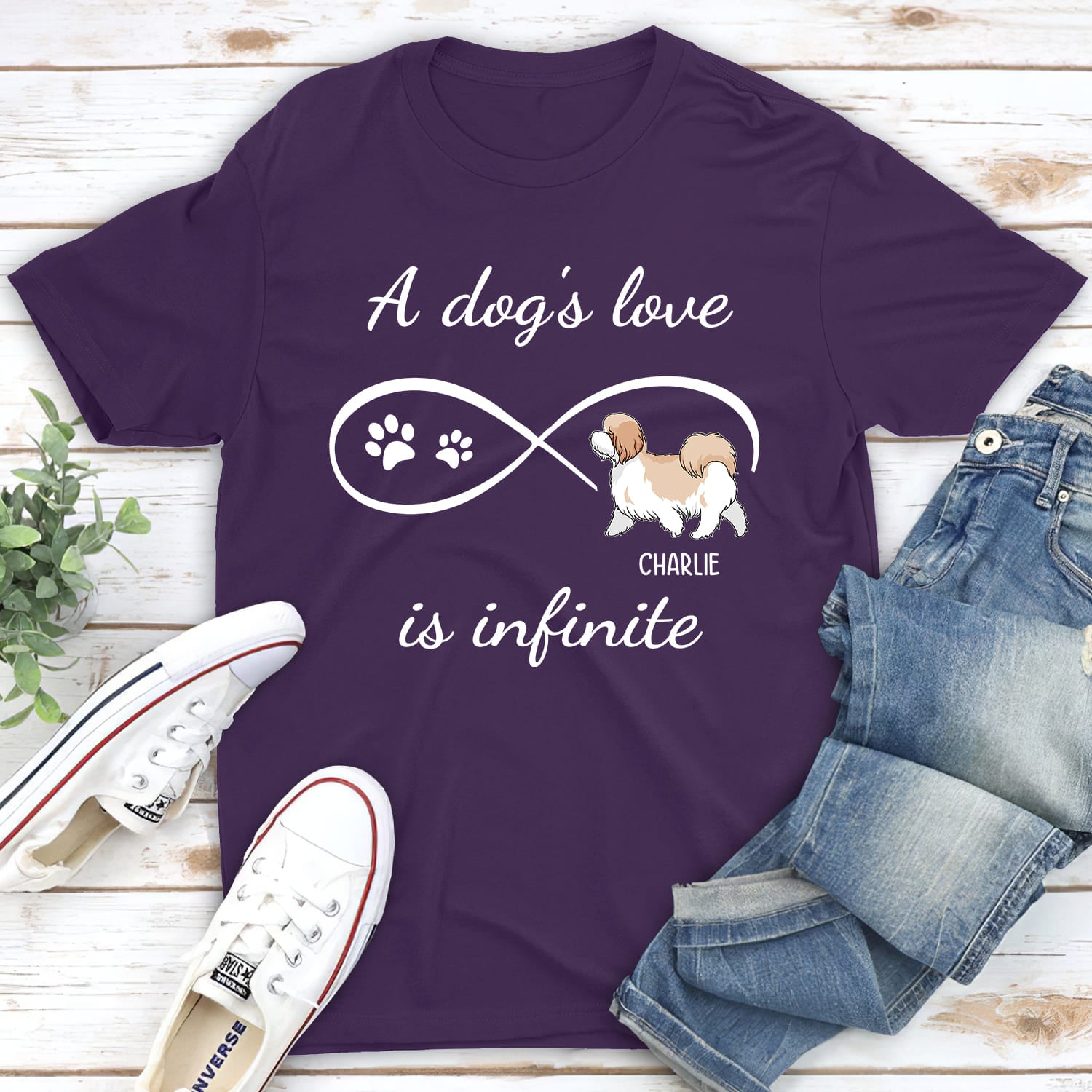 Dog's Infinite Love - Personalized Custom Unisex 5.3 oz T-shirt for Pet Lovers