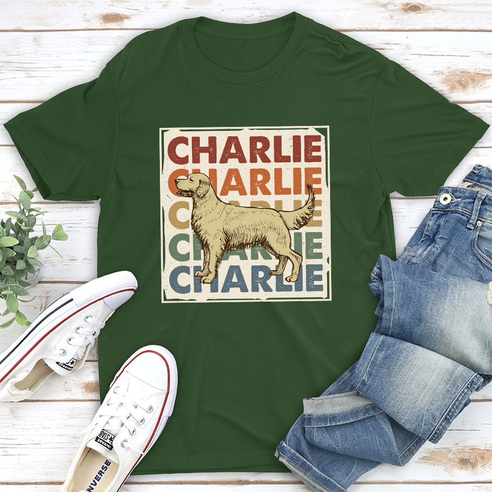 Love My Darling Vintage Dog - Personalized Custom Unisex 5.3 oz T-shirt for Pet Lovers
