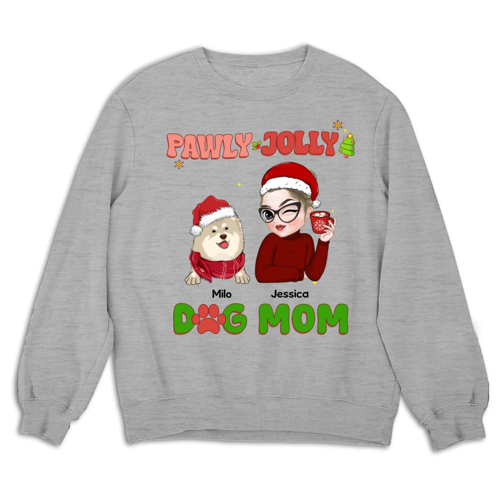 Pawly Jolly Dog Mom - Premium Personalized Custom Unisex 8.0 oz Sweatshirt for Pet Lovers