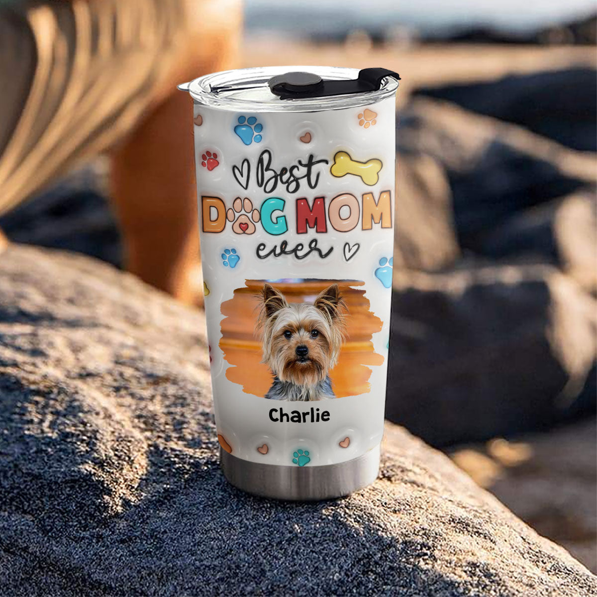 Mom Of The Dogs Version 2 Personalized Custom 3D Inflated Effect Stainless Steel 20oz Tumbler for All Occasions