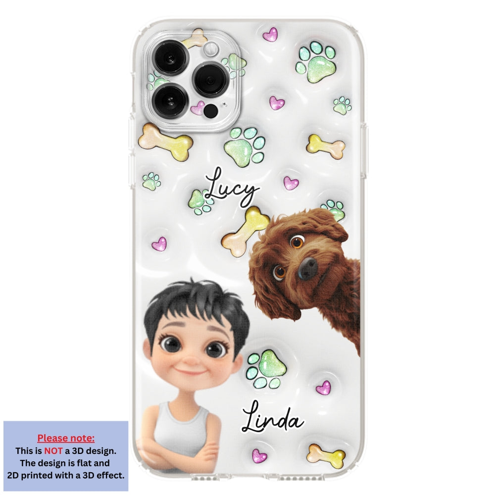 Lovey Human and Her Dogs - Exclusive Personalized Custom 3D Inflated Effect Smartphone Case