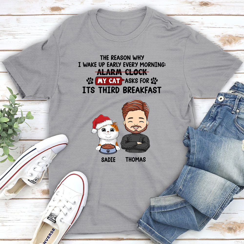 The Reason Why I Wake Up - Personalized Custom Unisex 5.3 oz T-shirt for Pet Lovers