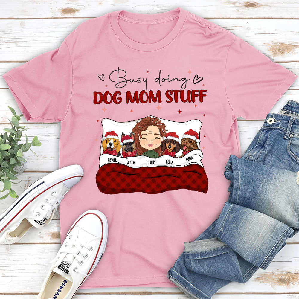 Busy Doing Dog Mom Stuff - Customizable Unisex 5.3 oz Personalized T-shirt for Pet Lovers