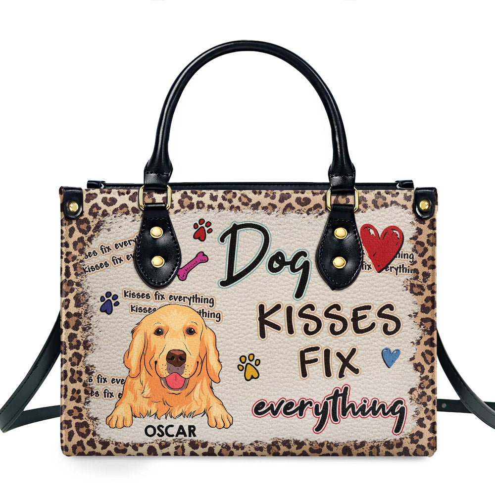 Pet Kisses - Exquisitely Personalized Custom Leather Handbag for Pet Lovers