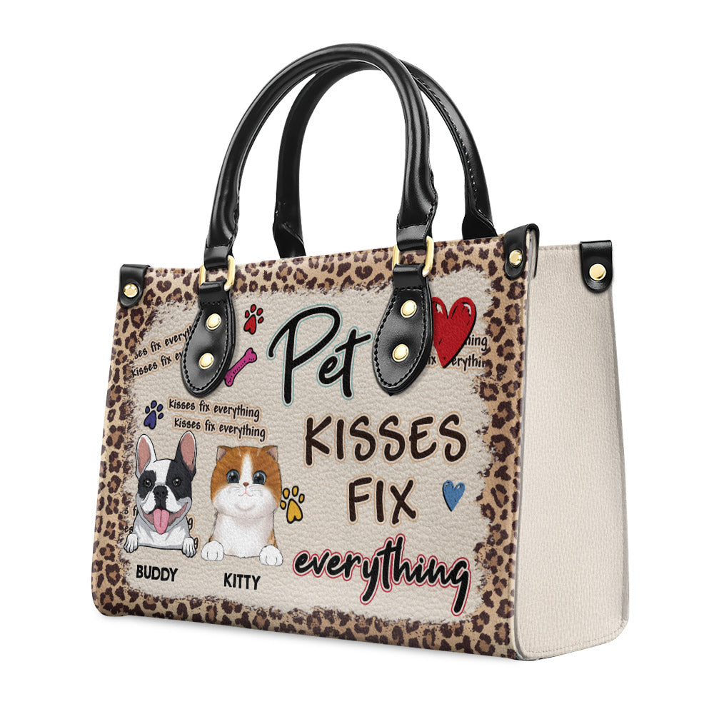 Pet Kisses - Exquisitely Personalized Custom Leather Handbag for Pet Lovers