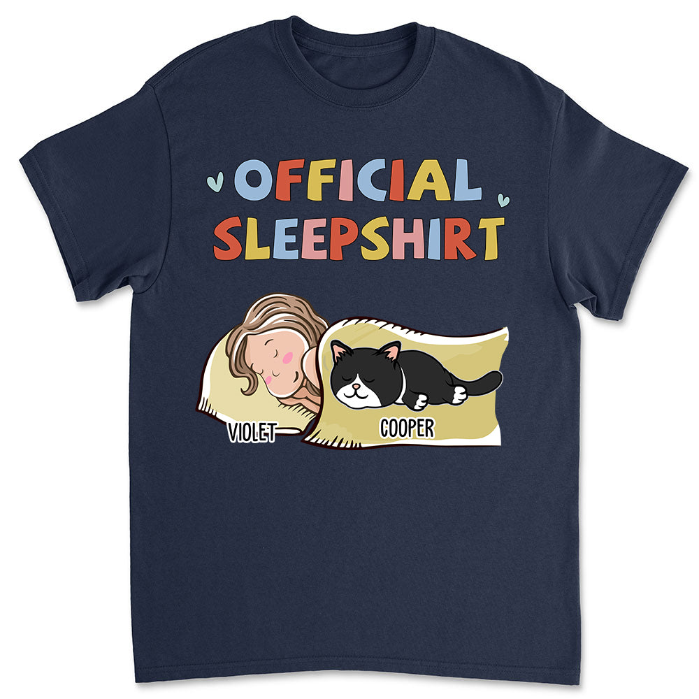 Sleeping Cat Personalized Custom Unisex 5.3 oz Sleepshirt T-shirt - Ideal Gift for Pet Lovers