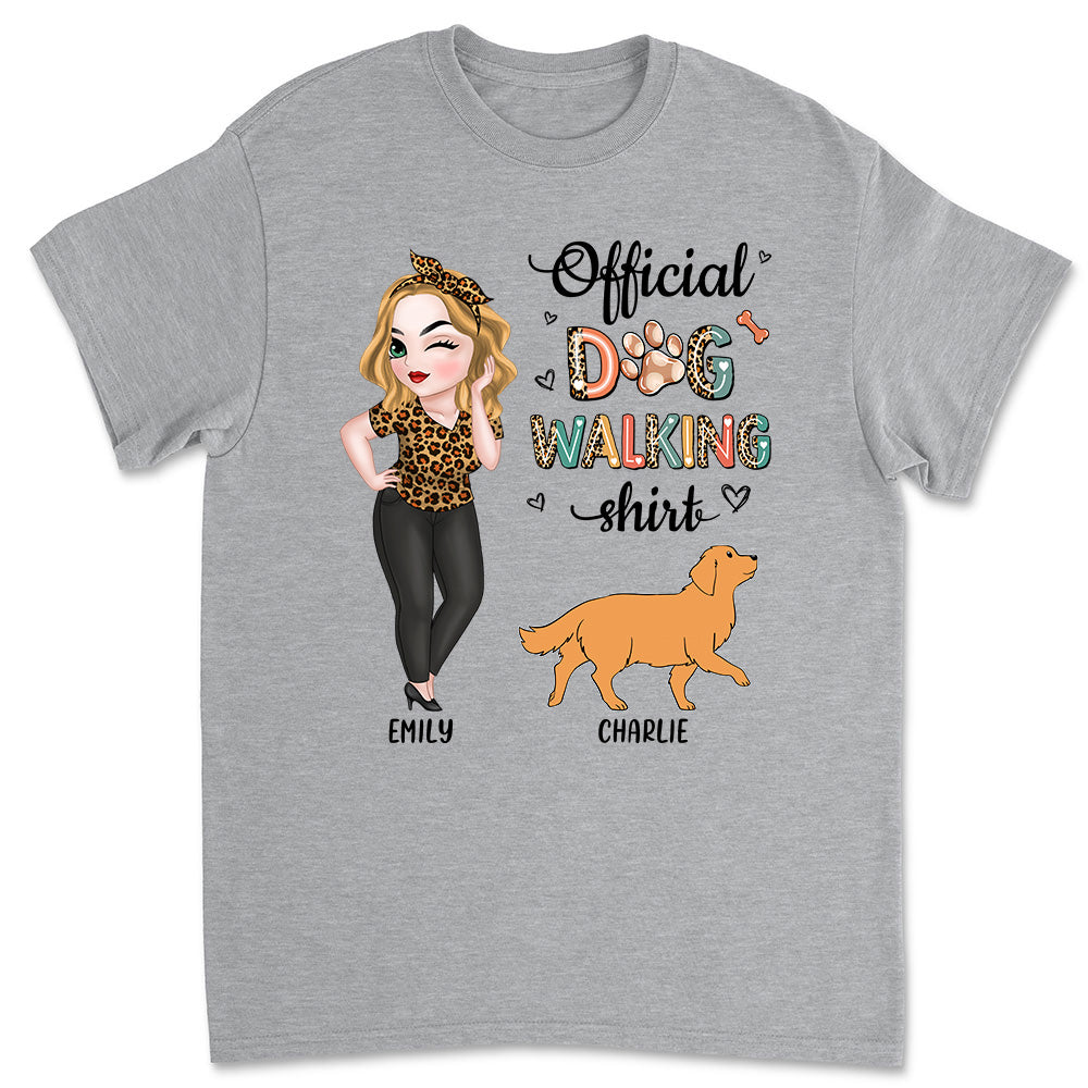 Personalized Custom Unisex Dog Walking Cotton T-shirt - Ideal Gift for Pet Lovers