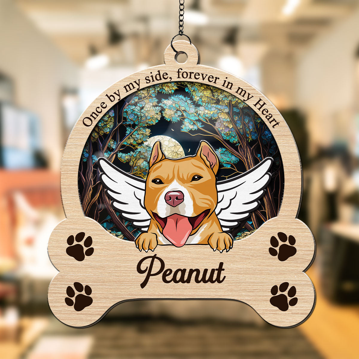 Forever In My Heart - Personalized Custom Acrylic Mounted Wooden Suncatcher (6 inches, 8 inches)