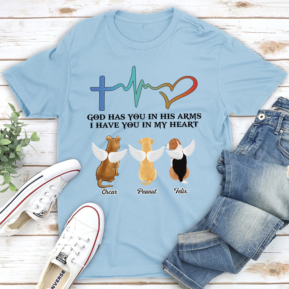 God Has You In His Arms - Personalized Custom Unisex Memorial T-shirt for Pet Lovers