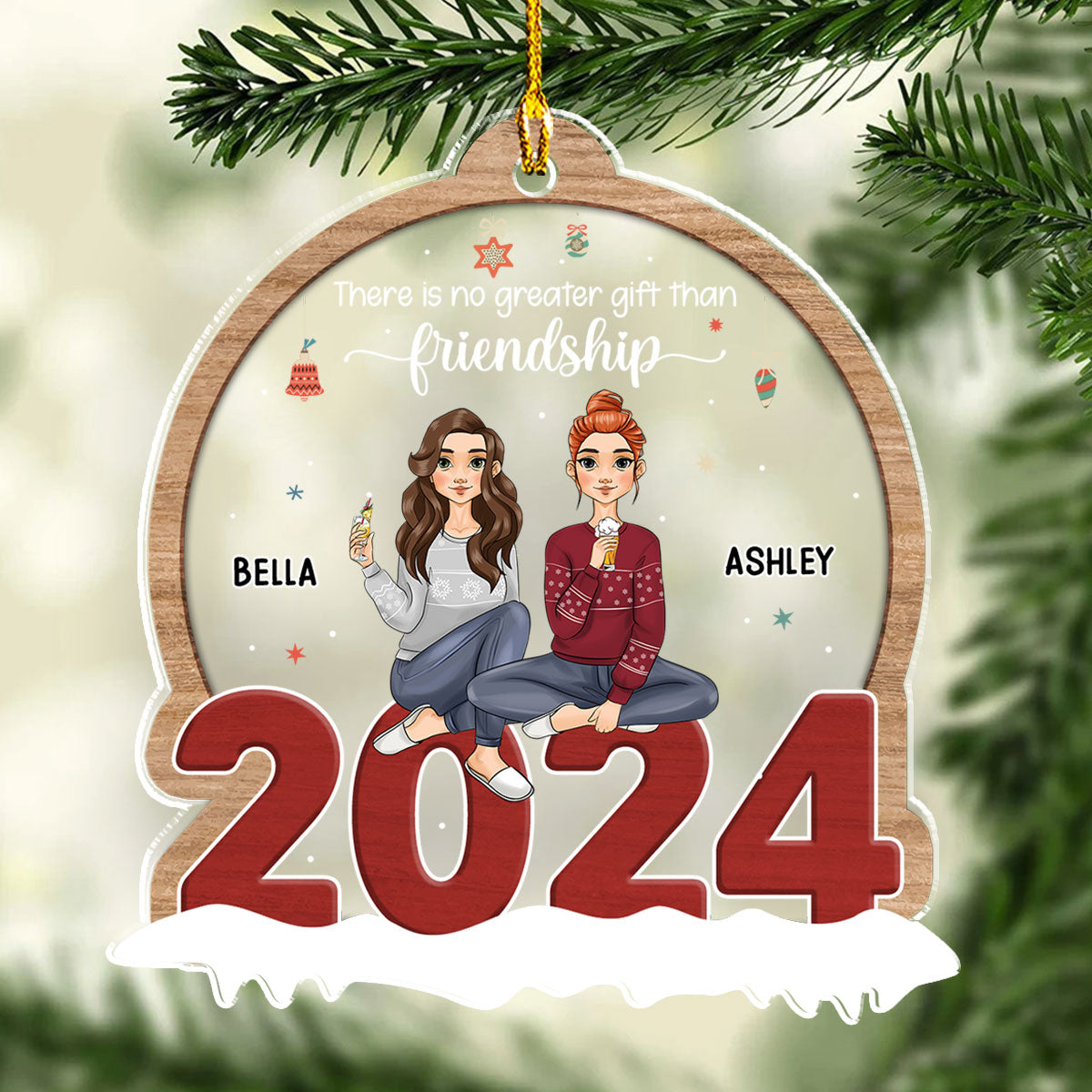 Perfect Friendship - Exquisitely Personalized Custom Acrylic Christmas Ornament