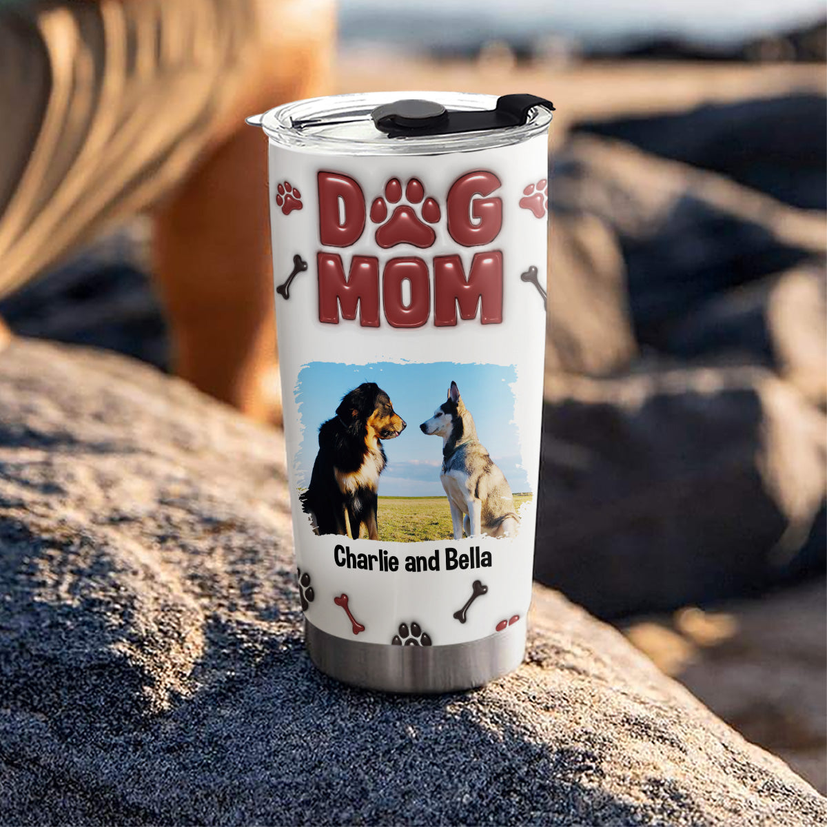 Adorable Dog Mama Personalized 3D Inflated Effect Custom Tumbler - 20oz High - Quality Stainless Steel
