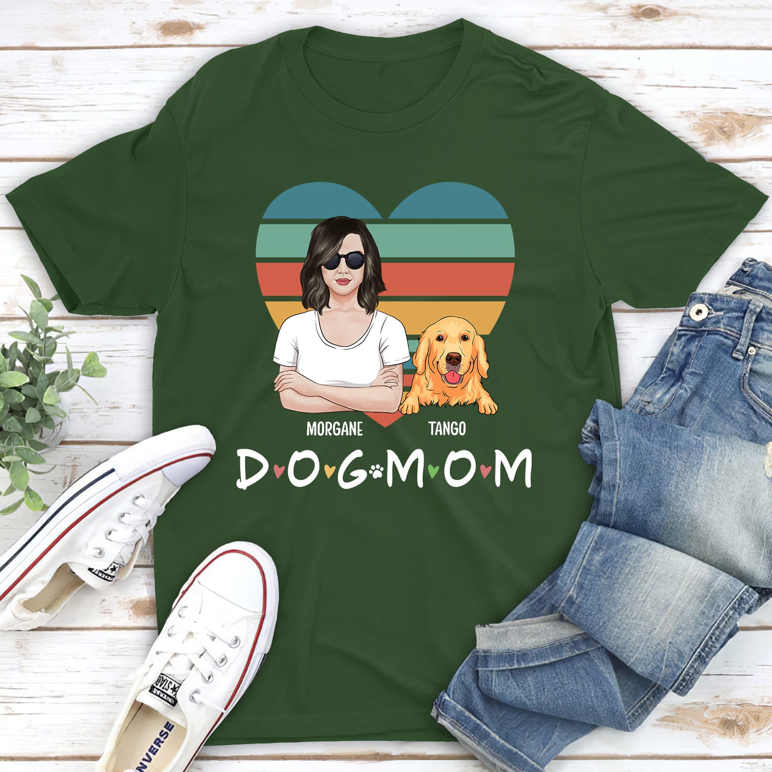 Personalized Custom Unisex Dog Mom Sunset T-shirt - Ideal Gift for Pet Lovers