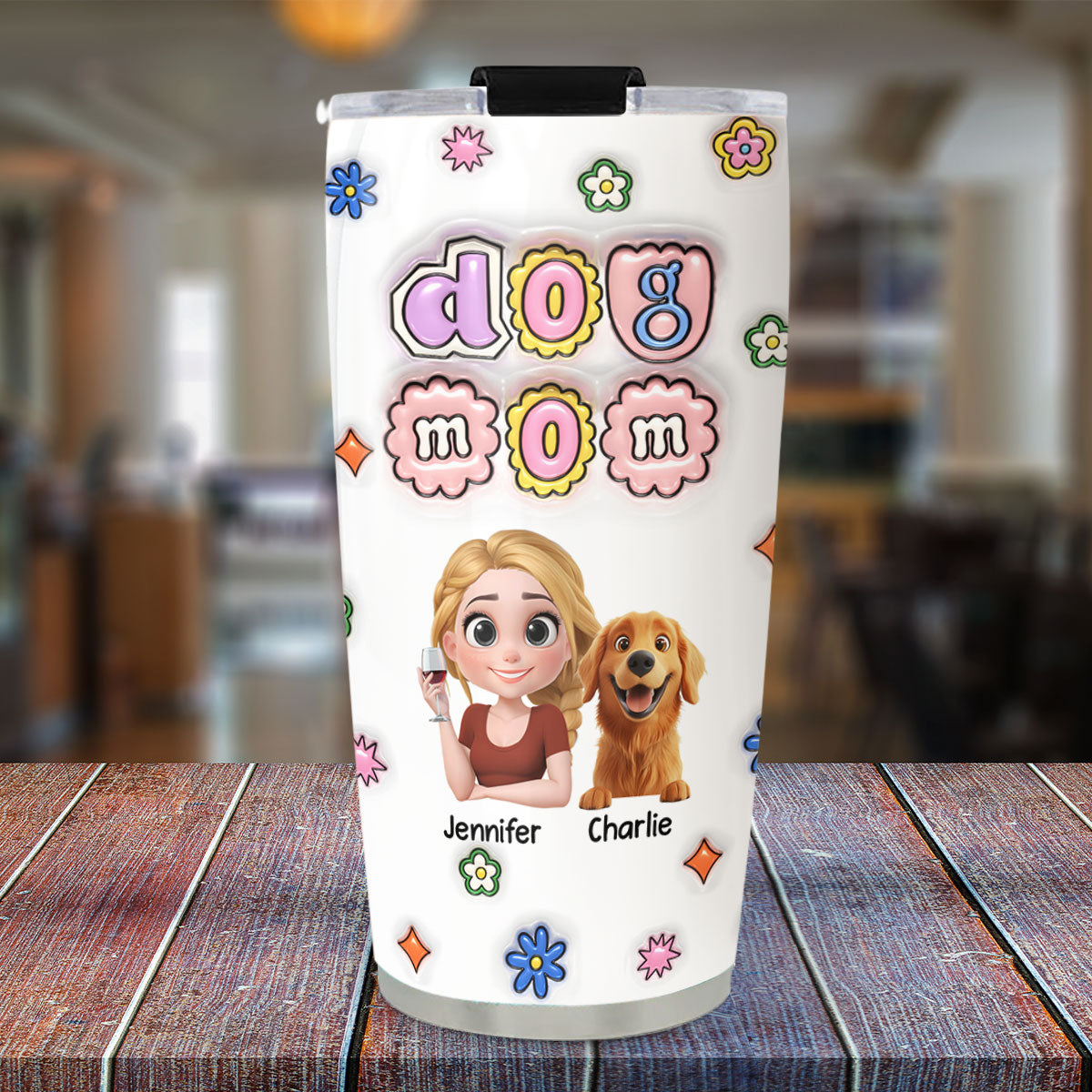 Personalized 3D Inflated Effect Chibi Dog Mom Tumbler - Ideal for Every Occasion