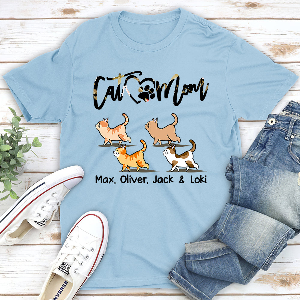Stylish Patterned Personalized Custom Unisex Cat Mom T-shirt