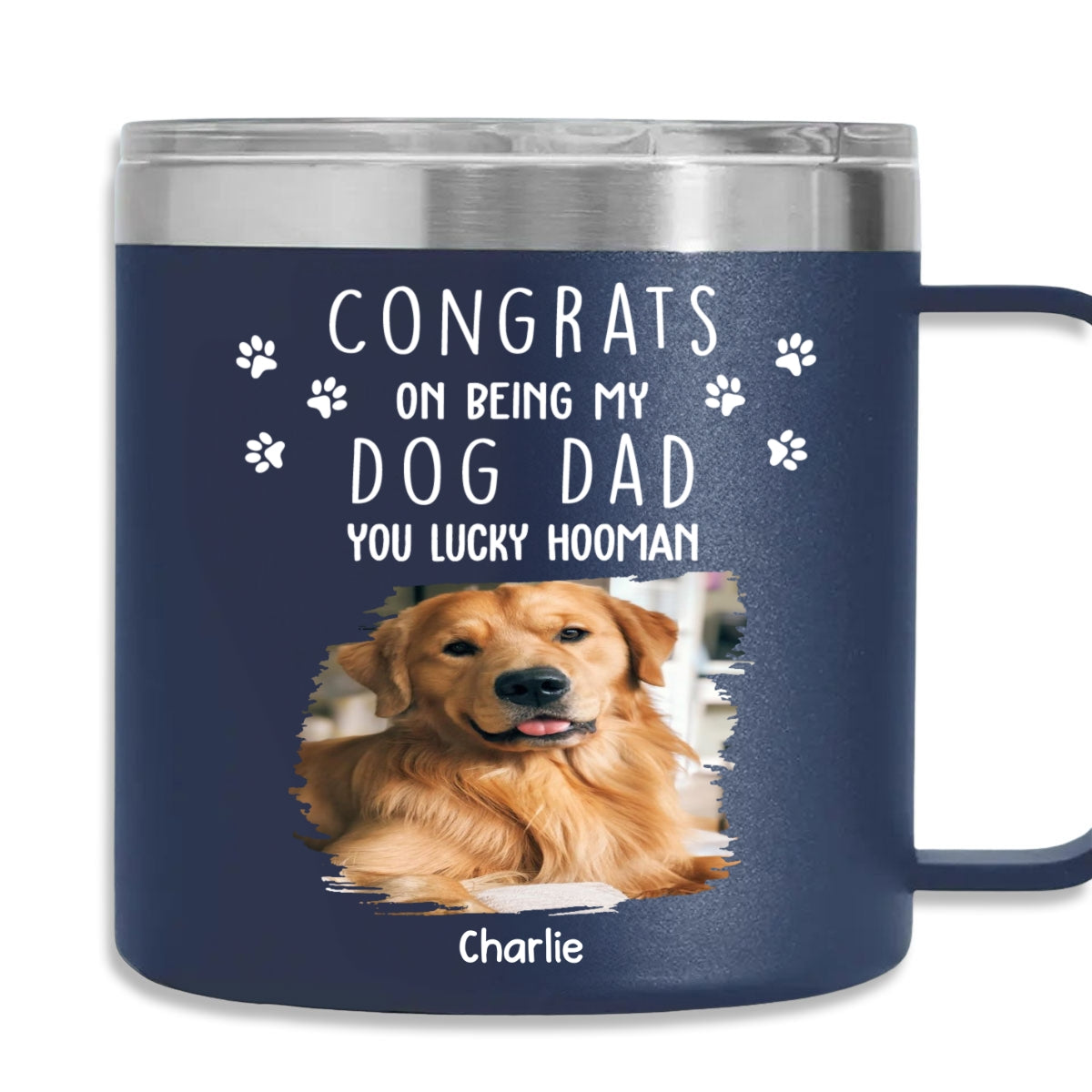Personalized Custom 14oz Stainless Steel Tumbler With Handle - Ideal Thank You For Putting Up Photo Gift