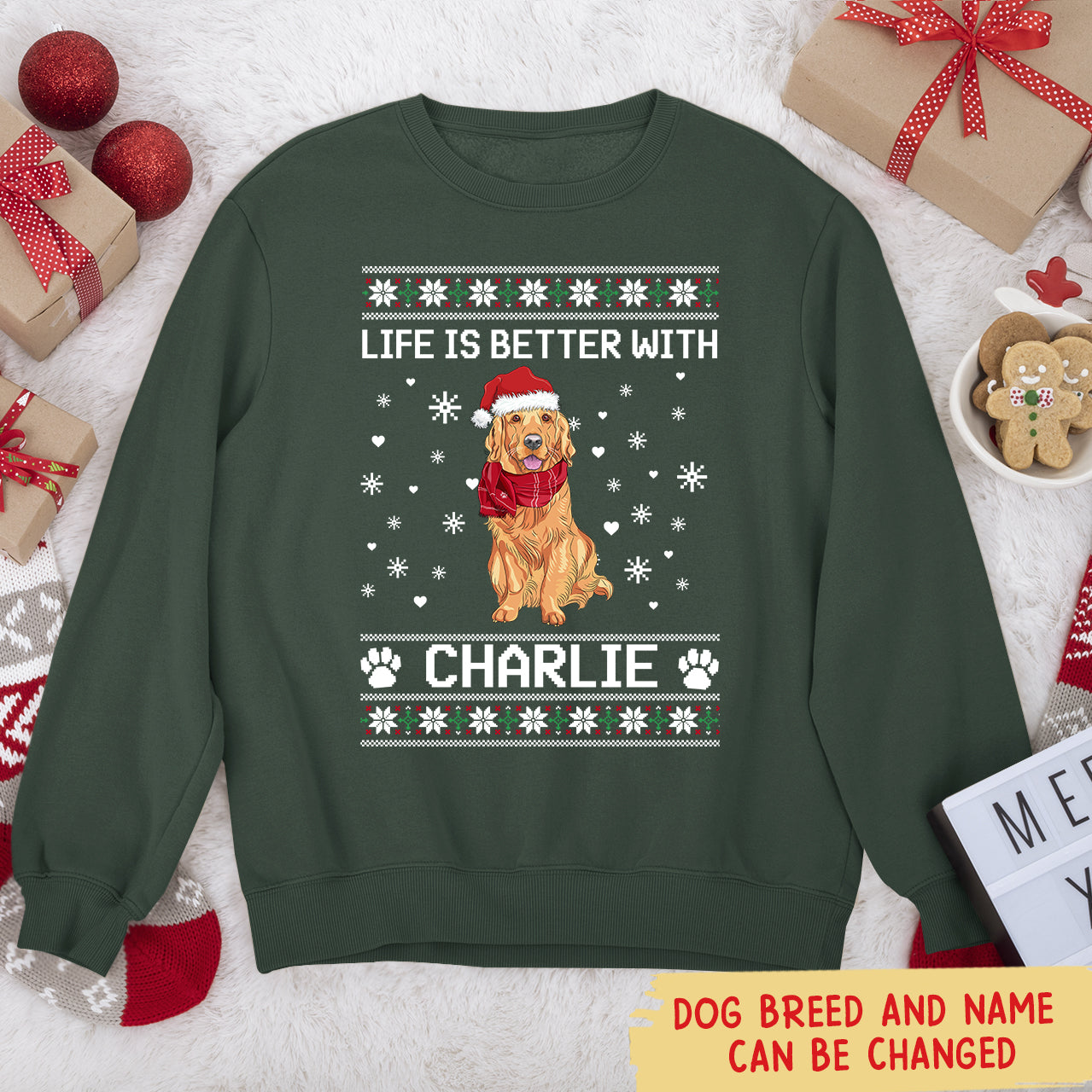 Better With Dog Christmas - Personalized Custom Unisex 8.0 oz Christmas Sweatshirt for Pet Lovers